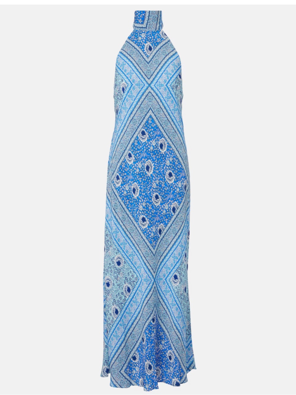 RIXO Blue Paisley Halter Backless Dress - Picture 6 of 8